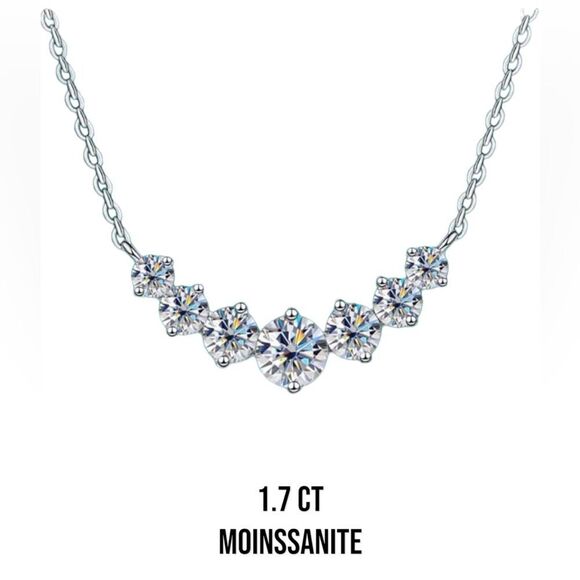 18k white gold over silver Moissanite diamond pendant, stamped .925